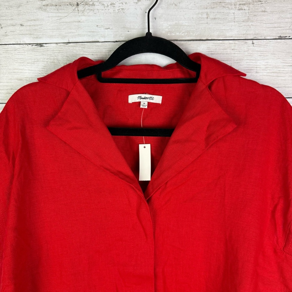 Madewell Resort Collar Shirt Festival Red Size Medium - Picture 5 of 6